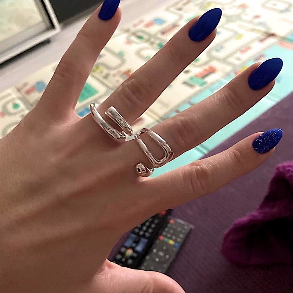 STERLING SILVER ADJUSTABLE RESIZABLE MINIMALIST RING SET - Picture 8 of 10